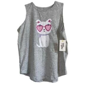 Girls Rumi + Ryder Gray Cute Dog Graphic Tank Top L (12-14) NWT